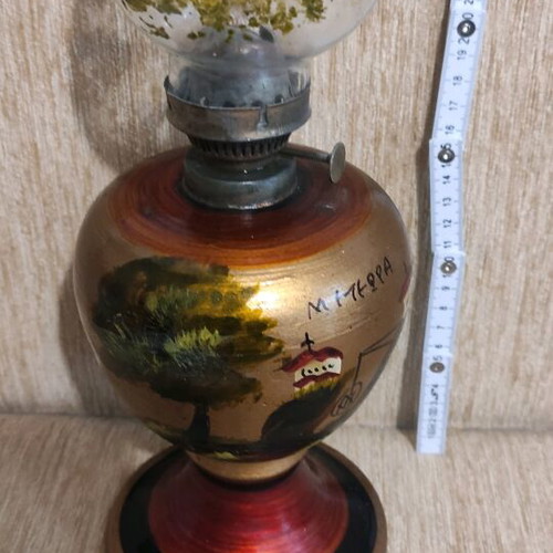 Ceramic lamp used with broken glass chimney decorative