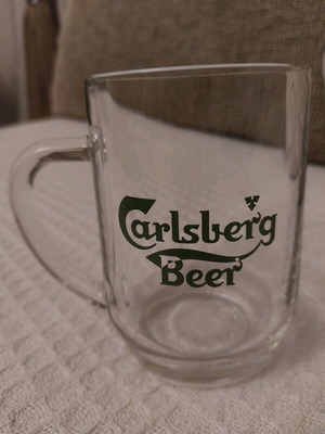 Μεγάλο συλλεκτικό ποτήρι μπύρας Carlsberg beer σαν καινούργιο με χερούλι και πράσινο λογότυπο