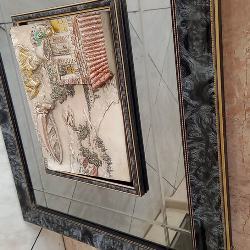 Decorative mirror with embossed image used 60x72 cm