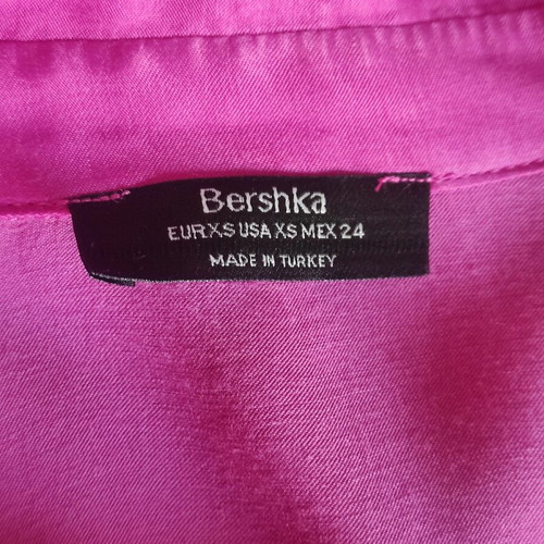 Bershka Cropped Satin Shirt with Tie Magenta like new