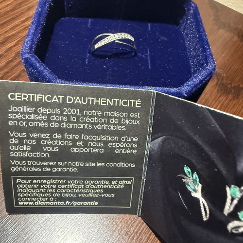 Diamond ring 375 white gold No52 with diamonds