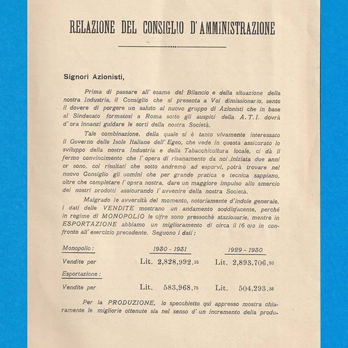 Balance Book of Tobacco Industry T.E.M.I used, 5th Financial Year, Rhodes