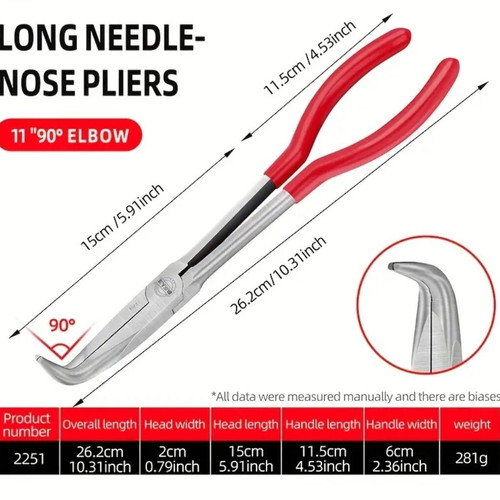Long needle-nose pliers 90-degree angle new chrome vanadium steel