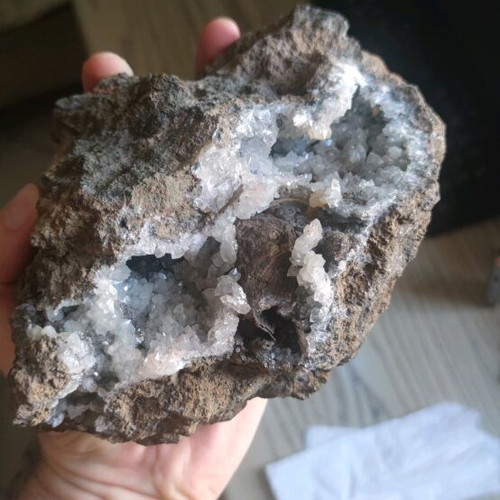 Quartz geode with calcite new, Greek, 2.6 Kg