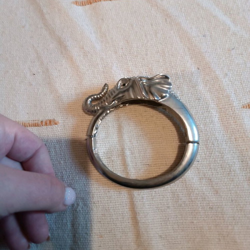 Handmade steel bracelet with elephant design and rhinestones like new