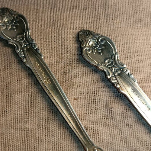 Vintage dessert spoons used, set of 5 pieces