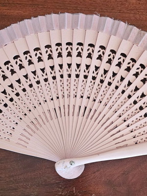 Wooden pink hand fan like new