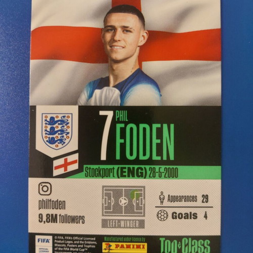 Panini Top Class collectible card #209 Foden, England new