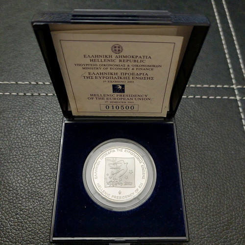 10 euro 2003 Hellenic Presidency of the EU sterling silver 0.925 new