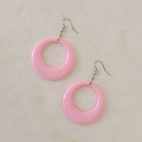 Baby Pink Hanging Earrings in Retro Style, New
