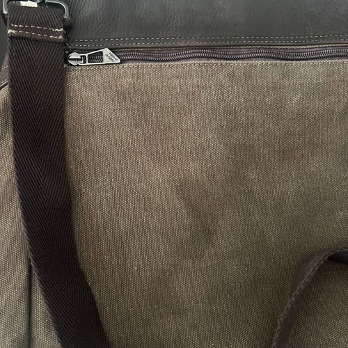 New Man messenger bag like new, leather and cotton brown shades
