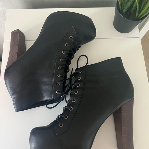 Black Lolita Style High Heel Boots like new, size 41