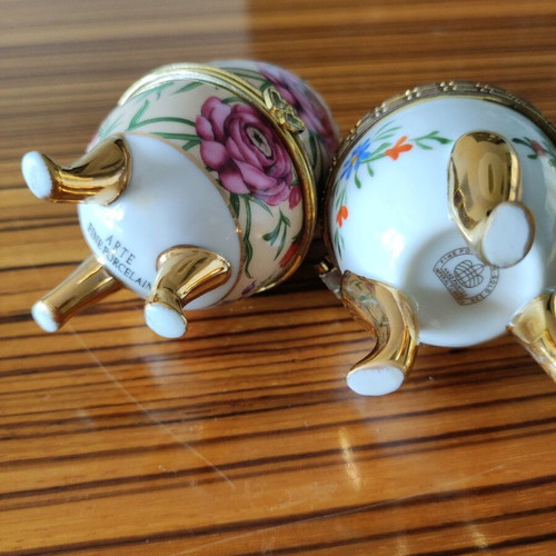 Set of porcelain jewelry boxes like new, 2 pieces