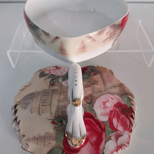 Trimar heart-shaped porcelain fondue pot