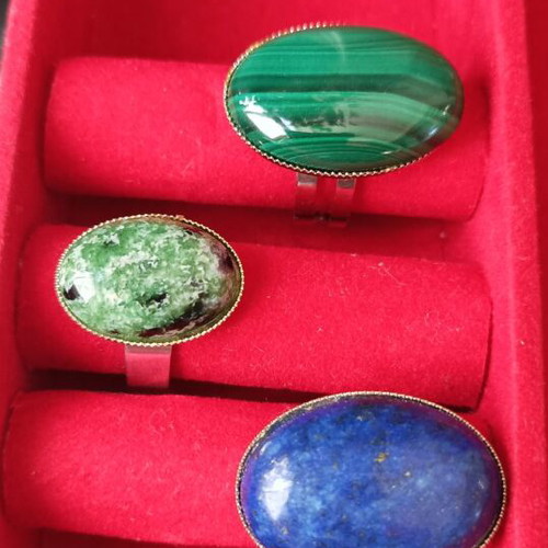 Adjustable rings made of natural stones, like new