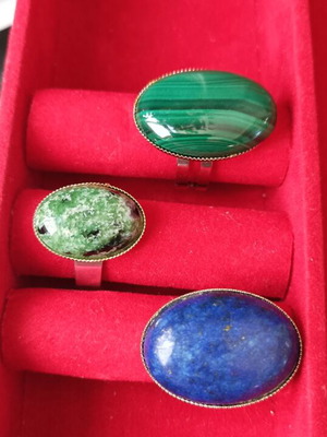 Adjustable rings made of natural stones, like new
