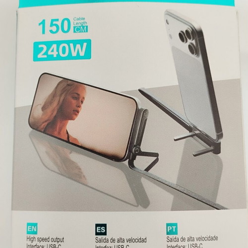 Fast charging cable with 360 stand type-C to type-C 1.5 meter