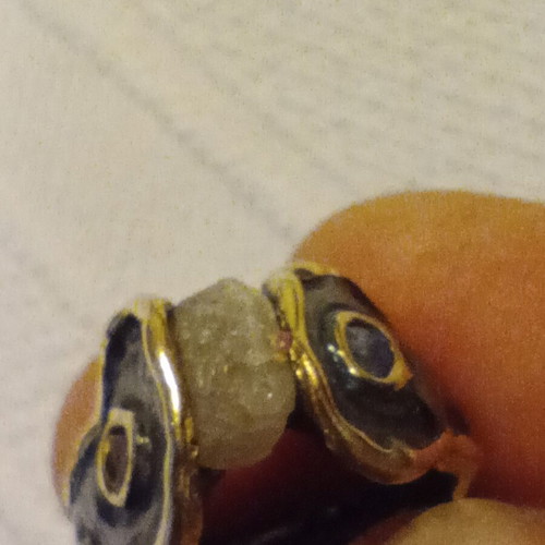 Silver 925 ring with raw yellow sapphire and spinels, like new