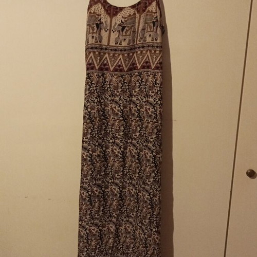 Long boho dress, brown, made in Nepal