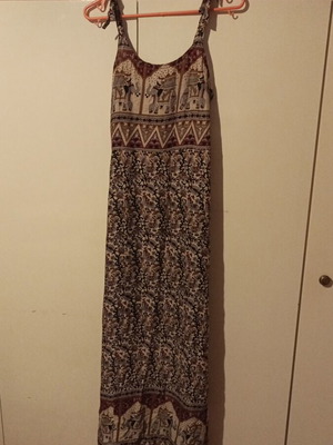 Long boho dress, brown, made in Nepal
