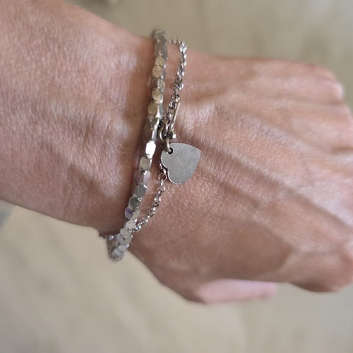 Oxette Silver Forged Bracelet With Chain Like New