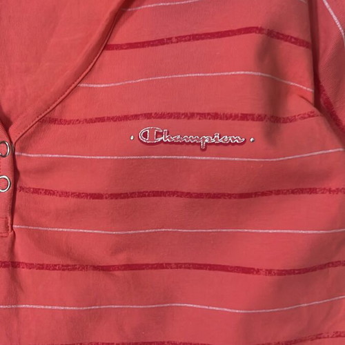 Champion Women Polo Shirt coral striped heritage fit size XL like new