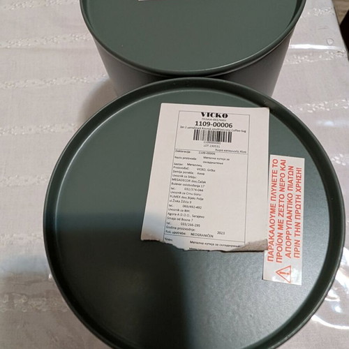 Metal storage boxes with baboo lid, new, for sugar and coffee