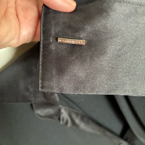 Karen Millen satin blouse like new, black with silver cufflinks