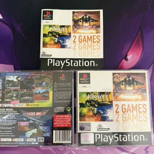 Playstation 1 2 games V-Rally & Eagle One Harrier Attack like new