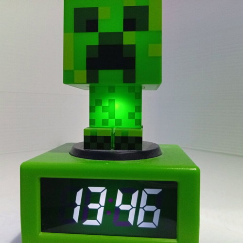 Minecraft Creeper night light alarm clock like new
