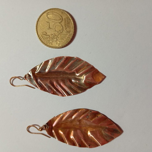 Copper handmade earrings leaf design new