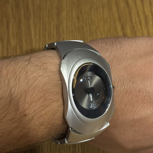 Oakley Time Bomb vintage 2000s watch, matte stainless steel