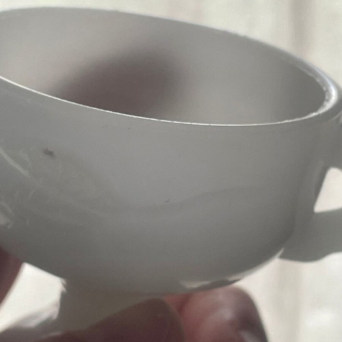 Vintage Milk Glass Egg Holder with Double Handles 6 cm