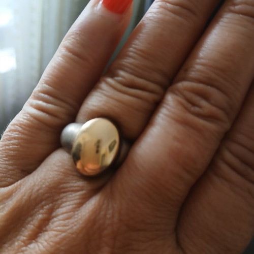 Ring 925 silver and 585 gold, 17 mm, like new