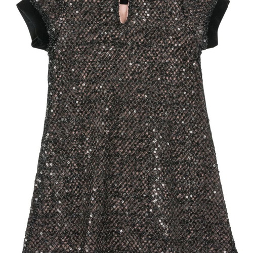 Babylon Fashion Girls' Festive Tweed Dress with Sequins Black Silver Size 16 New