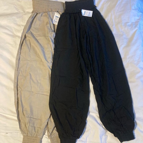 Caramella Cottons Pants new, black and beige, elastic waist