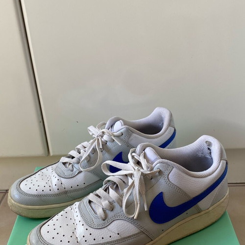 Nike Court Vision Low used, white with blue Swoosh, size 43