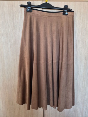 Skirt used light brown made of soft suede fabric XS