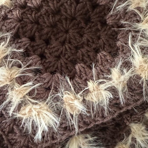 Handmade knitted scarf brown made to order with furry yarn