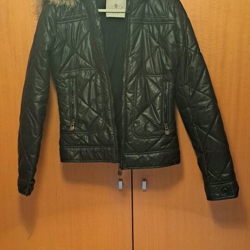 Moncler women's jacket used, black with detachable hood