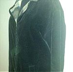  Salvatore Ferragamo μαύρο κοτλέ μπουφάν σακάκι με καρό επένδυση