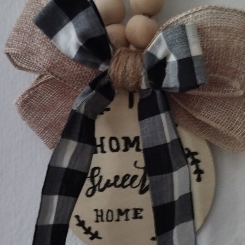Handmade Home Sweet Home wooden and burlap decoration