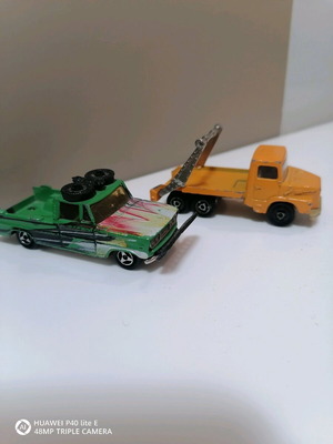 Majorette toy cars used, 2 pieces, missing truck bucket