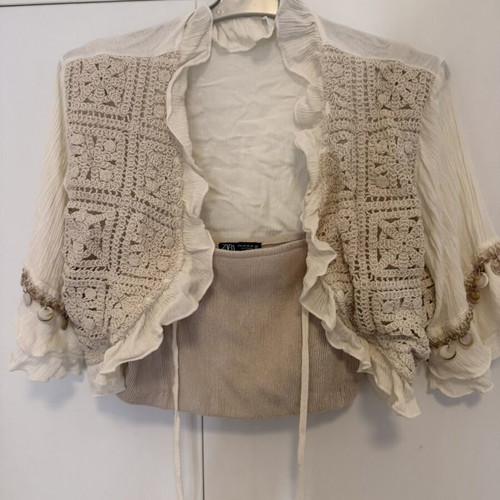 Boho jacket with sleeve detail and Zara bustier size M like new