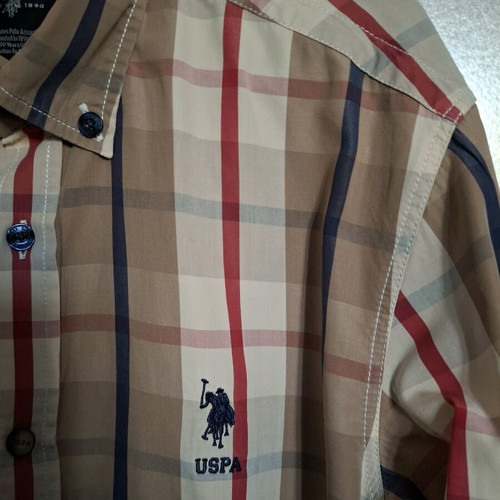 U.S. Polo Assn. men's shirt like new, beige and blue, size M