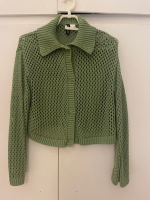 Ζακέτα H&M μεταχειρισμένη, τρυπητή, μέγεθος small, πράσινη ανοιχτή