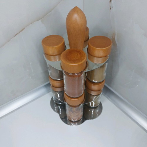 Giannini spice rack used, wood and stainless steel