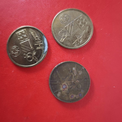 Shell Olympic Jetons 1968 used, set of 3 collectible pieces