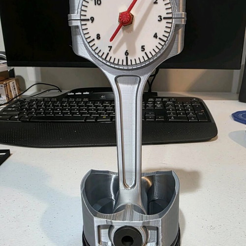 Handmade 3D Piston Clock with Industrial Design and Quartz Mechanism
