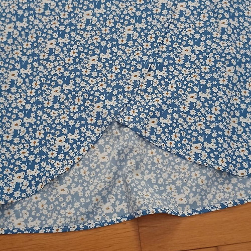 Shein blue long skirt with white floral design size Small like new